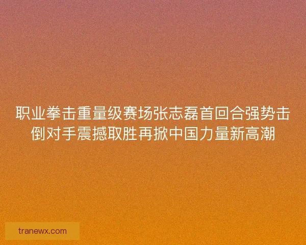 职业拳击重量级赛场张志磊首回合强势击倒对手震撼取胜再掀中国力量新高潮