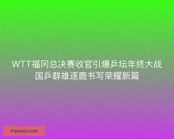 WTT福冈总决赛收官引爆乒坛年终大战国乒群雄逐鹿书写荣耀新篇